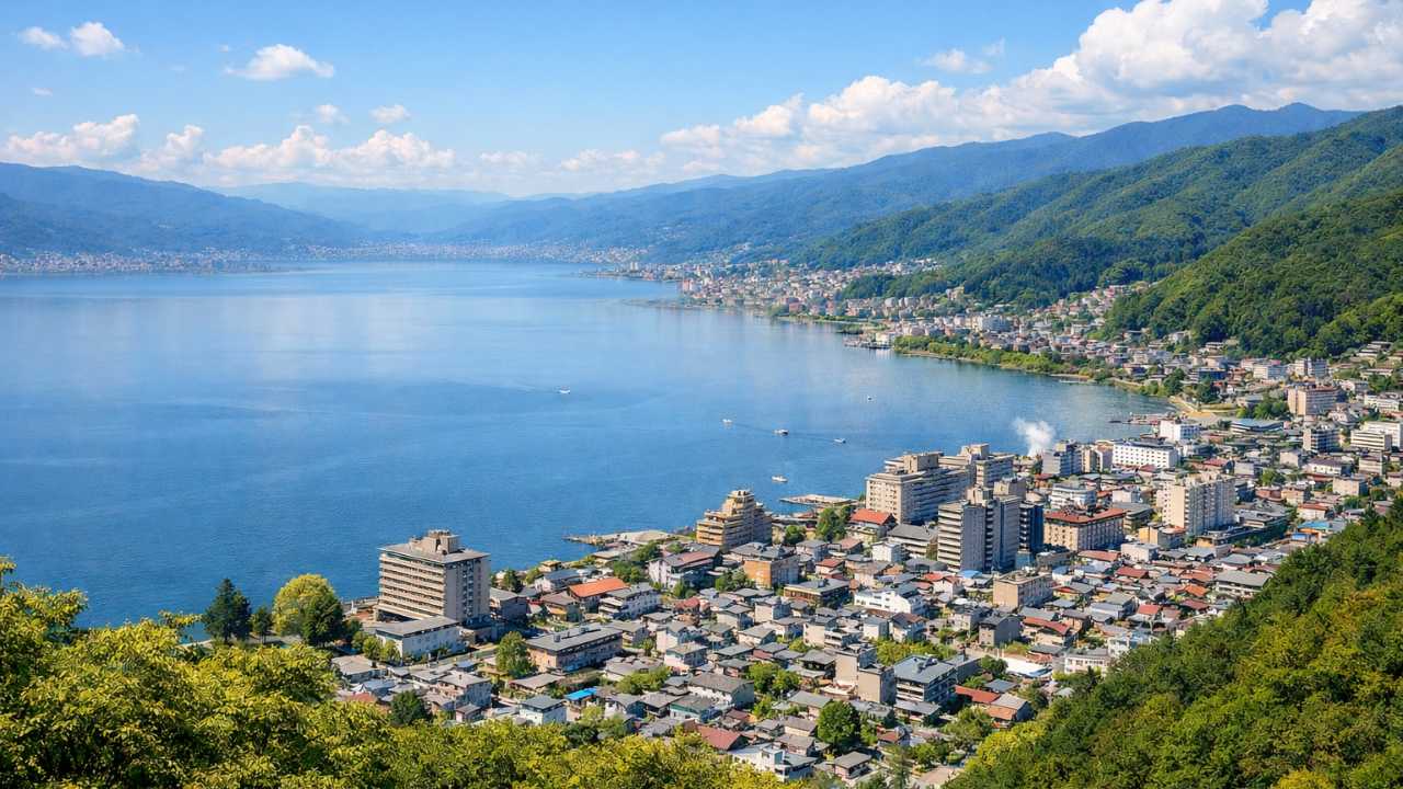 上諏訪観光モデルコースで巡りたい諏訪湖と温泉街の眺め