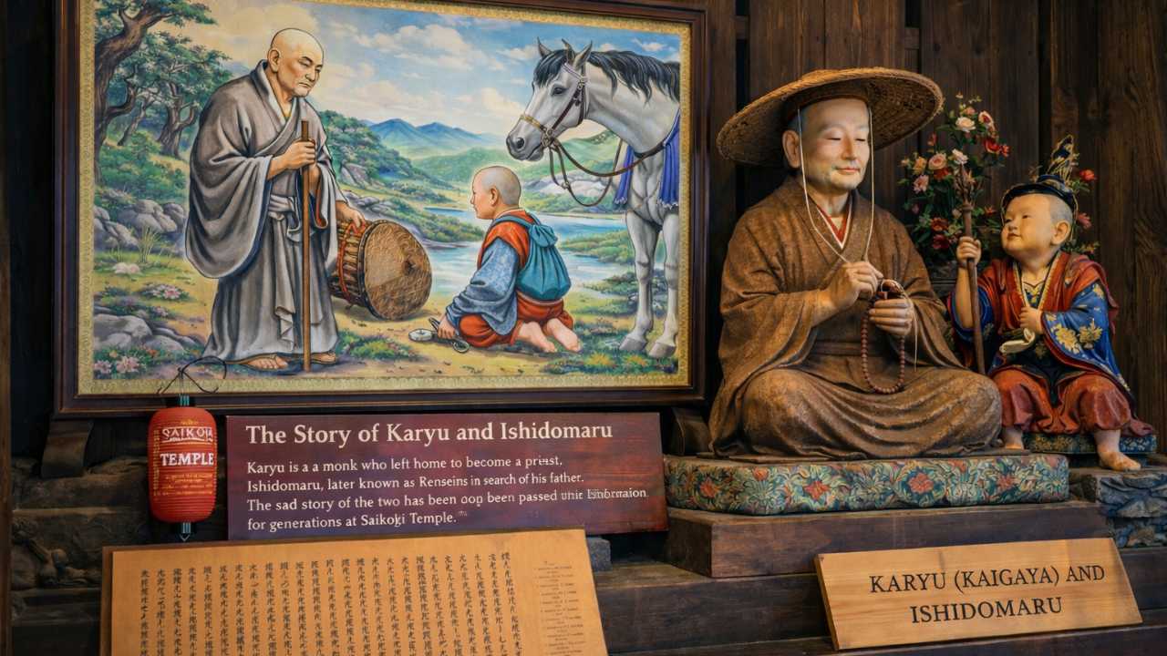 苅萱上人・石童丸ゆかりの説明に合う写真