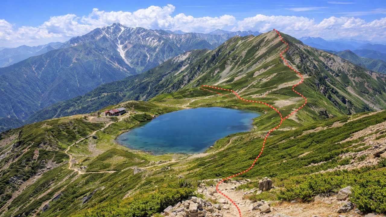 白馬岳初心者におすすめの登山ルートを示す白馬大池方面の景色