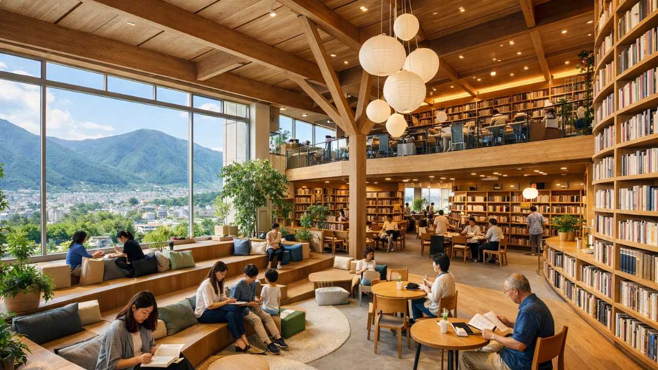 長野でおしゃれな図書館を探す人向けの開放的な読書空間