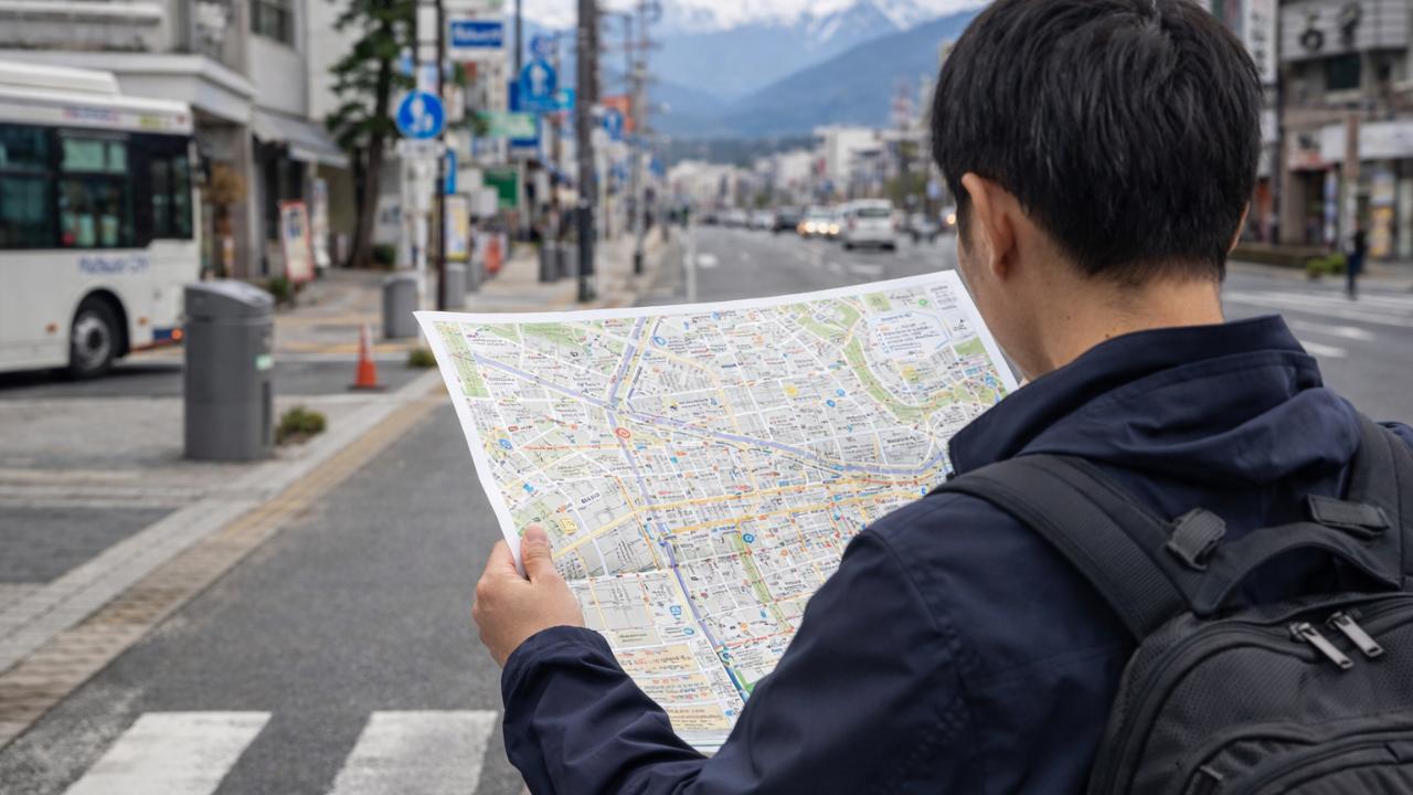 松本市移住前に生活動線を確認する下見の様子