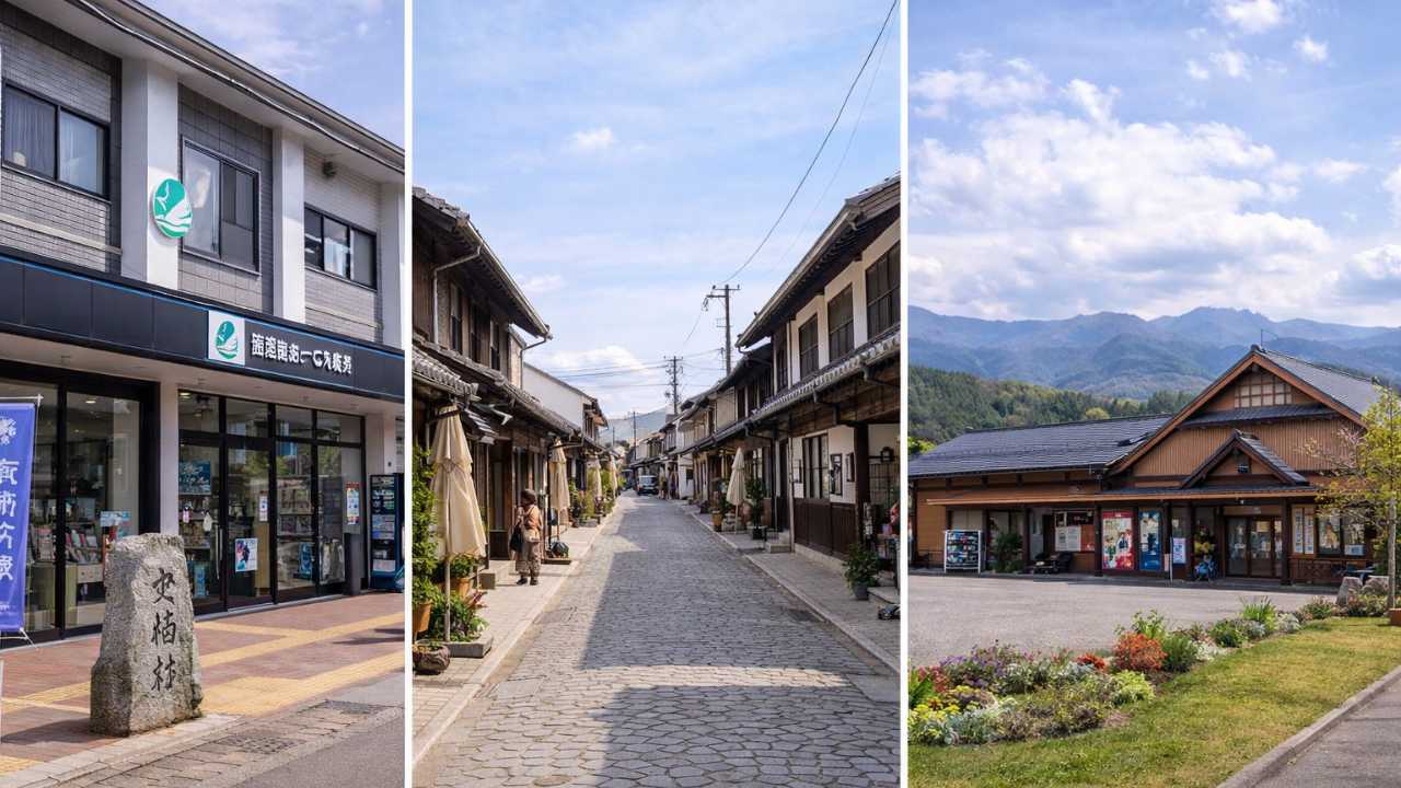 上田市でお土産を買う場所はここを押さえれば安心」直下: 観光会館、柳町、おとぎの里の外観画像